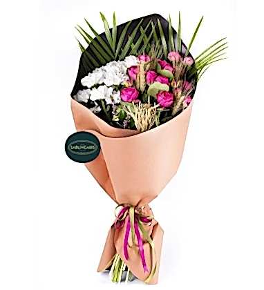 Pembe Gül Beyaz Papatya Buketi