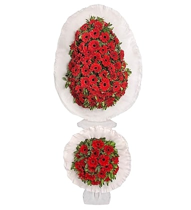 Kırmızı Gerberalar Çift Katlı Çelenk