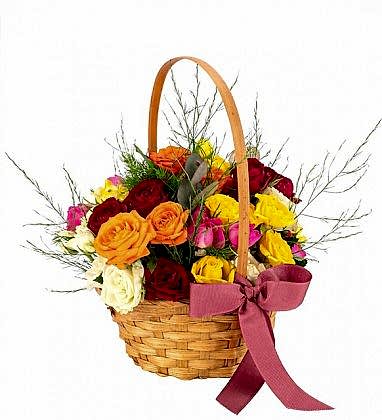 Renkli Çiçek Sepeti