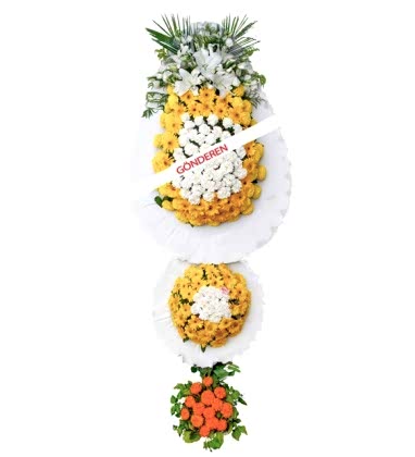 Çift Katlı Sarı Beyaz Açılış Nikah Düğün Çelengi