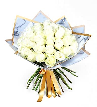 Premium 50 Beyaz Gül Buketi